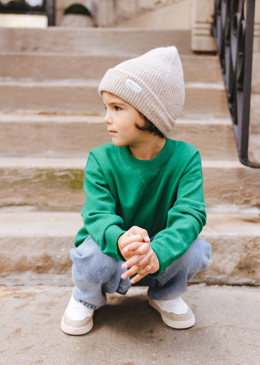 Toddler Mad Hatter Ribbed Knit Beanie - Heather Taupe