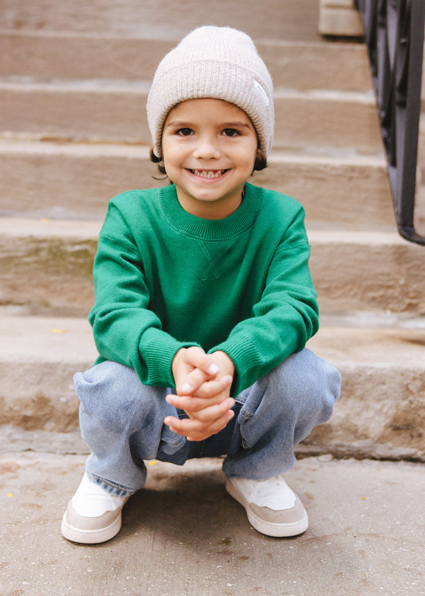 Toddler Mad Hatter Ribbed Knit Beanie - Heather Taupe