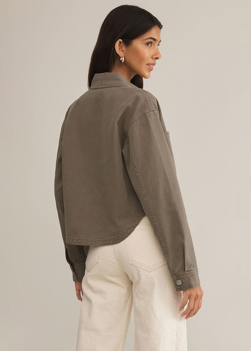 All Day Cropped Denim Jacket - Pebble Moon