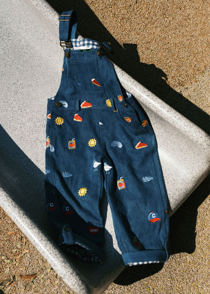 Chi Icons Embroidered Denim Overalls