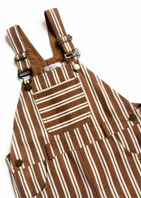 Striped Overalls - Ivory & Brown