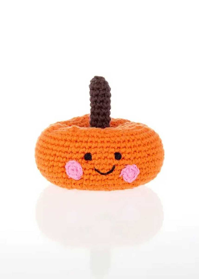 Friendly Plush Pumpkin Rattle - Orange