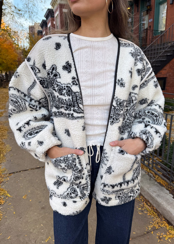 Chalet Sherpa Paisley Jacket - Ivory Black