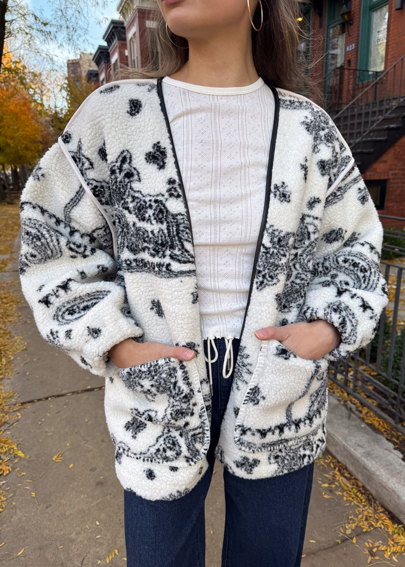 Chalet Sherpa Paisley Jacket - Ivory Black