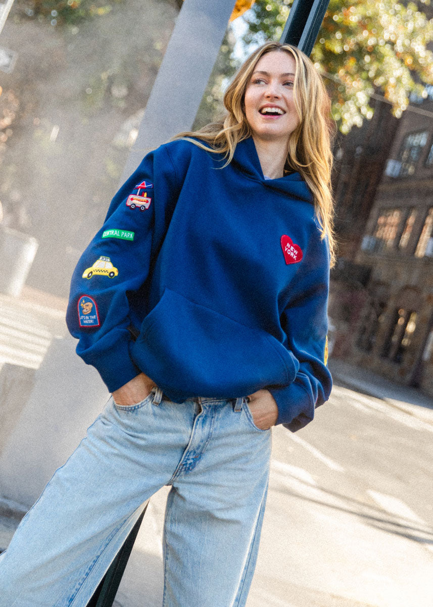 New York Icons Patch Hoodie - Navy