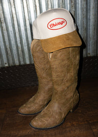 Chicago Patch Baseball Hat - Ivory & Light Brown Suede
