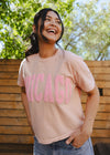 Chicago Collegiate Puff Crop Tee - Peach & Pink