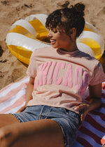 Chicago Collegiate Puff Crop Tee - Peach & Pink