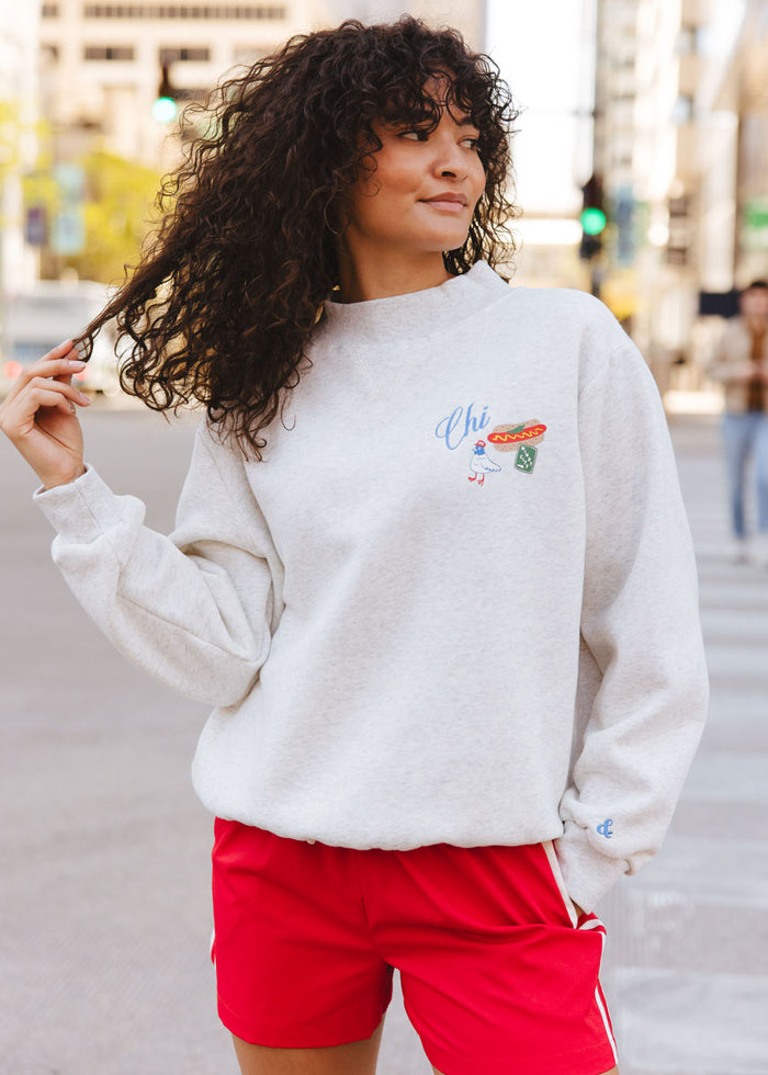 Chi Icons Mock Neck Sweatshirt - Heather Grey