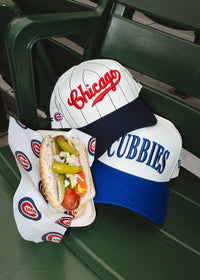 Cubs Vintage Logo Pinstripe Hat - Navy