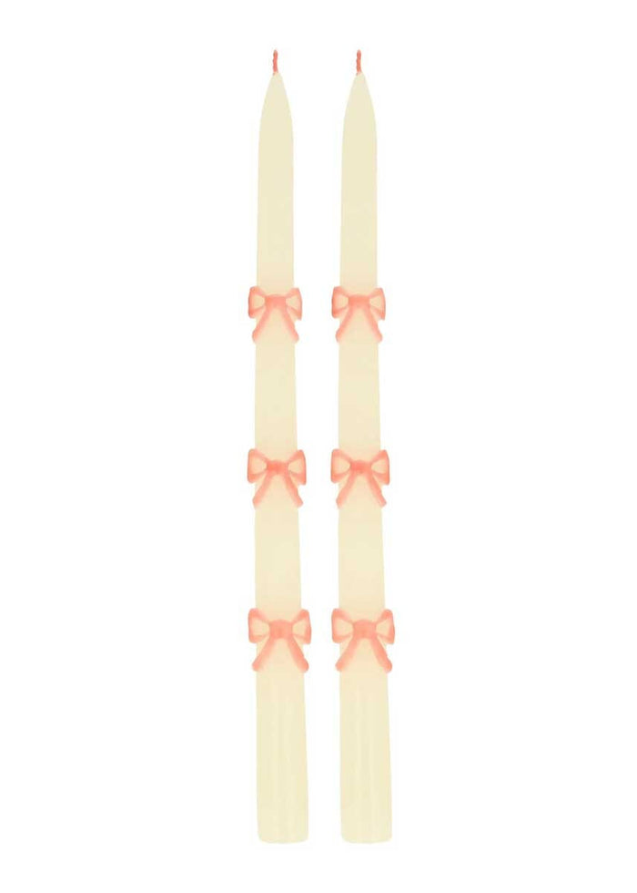 Pink Bow Taper Candles