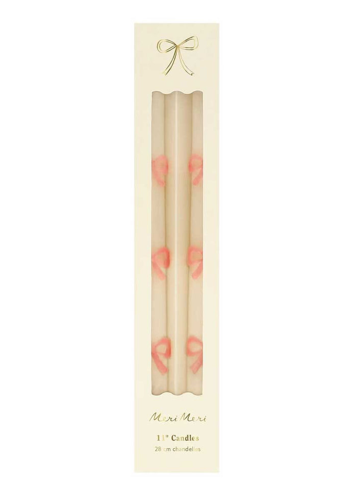Pink Bow Taper Candles