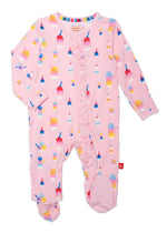 Modal Magnetic Ruffle Footie - Pink Sundae Funday