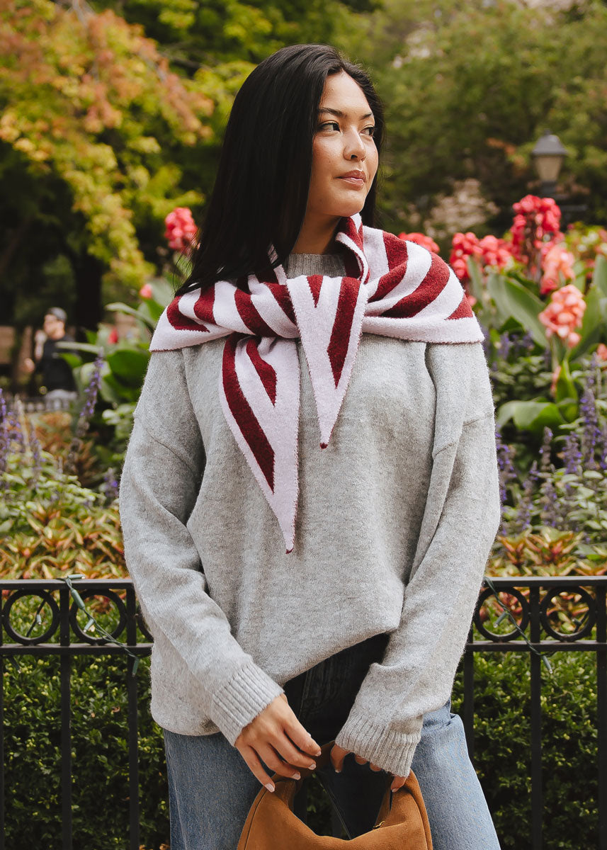 MAD HTR Triangle Scarf - Burgundy & Pink