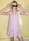 Naya Bow Embroidered Mini Dress - Dusty Mauve