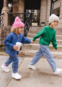 Toddler Mad Hatter Ribbed Knit Beanie - Heather Taupe
