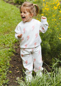 Lightning Bolt Sweatsuit Set - Pink