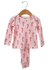 Organic Waffle 2-Piece Set - Pink Candy Cane