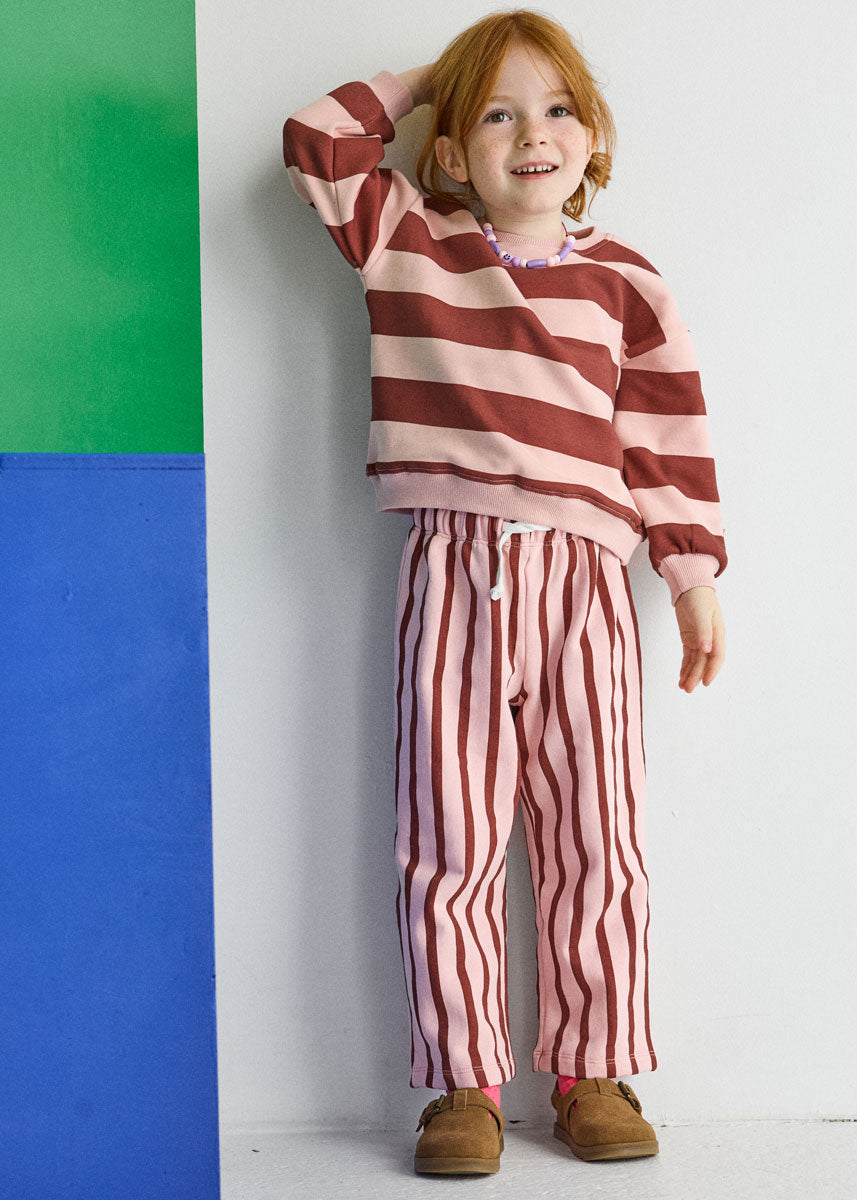 Striped Sweatshirt - Burgundy & Pink