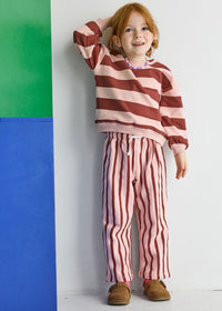 Striped Sweatshirt - Burgundy & Pink
