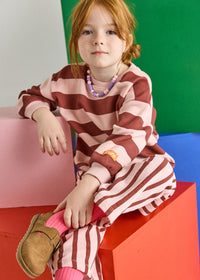 Striped Sweatshirt - Burgundy & Pink
