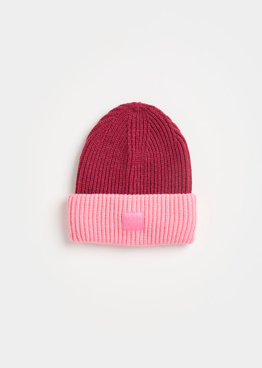 MAD HTR Two-Tone Beanie - Toddler - Burgundy & Sachet Pink