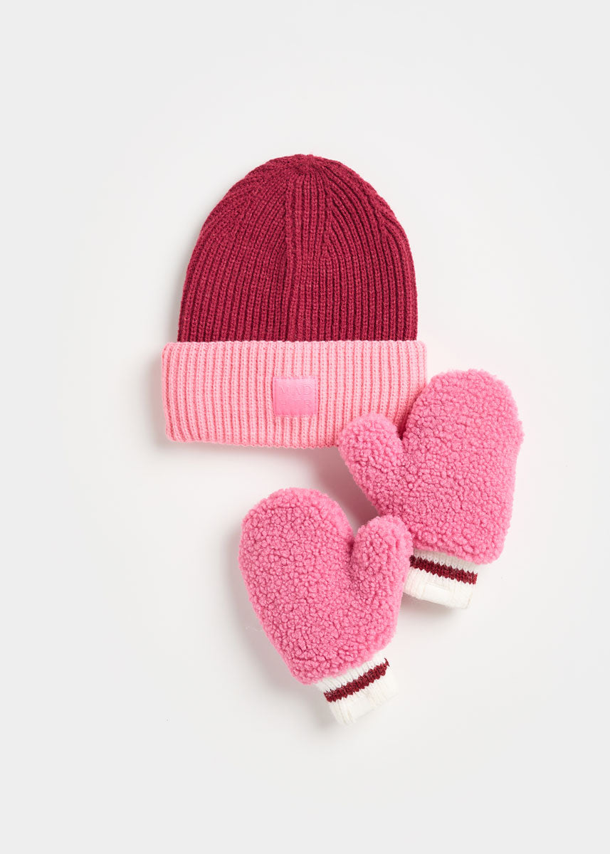 MAD HTR Two-Tone Beanie - Toddler - Burgundy & Sachet Pink