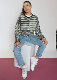 Piper Mini Striped Cardigan - Charcoal