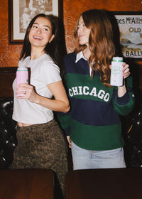 Chicago Color Block Polo Sweatshirt - Navy & Green