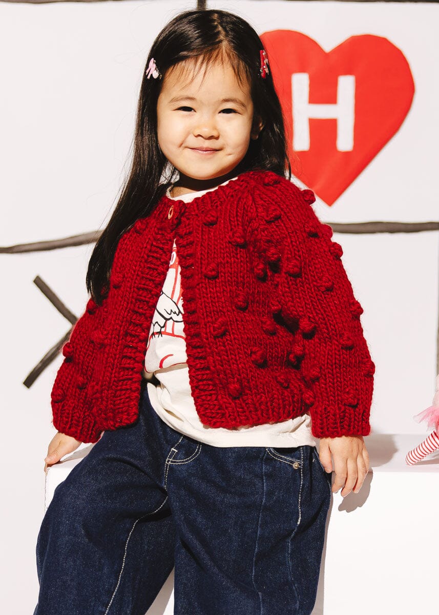 Popcorn Cardigan - Red