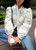 Lucienne Quilted Floral Patchwork Jacket - Vanilla Cream