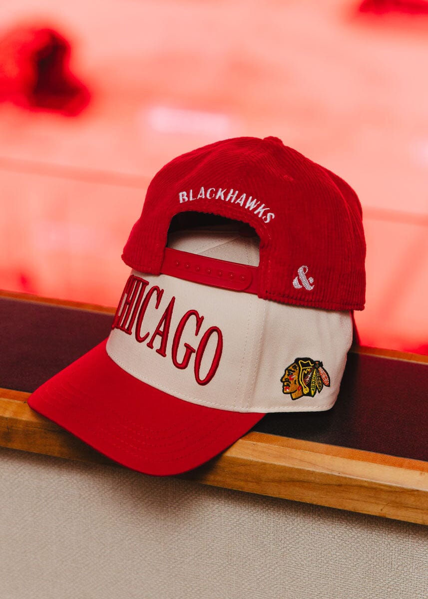 Chicago Blackhawks Wide Whale Cord Baseball Cap - Red