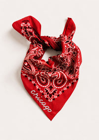 Chicago Stitch Embroidered Bandana - Red
