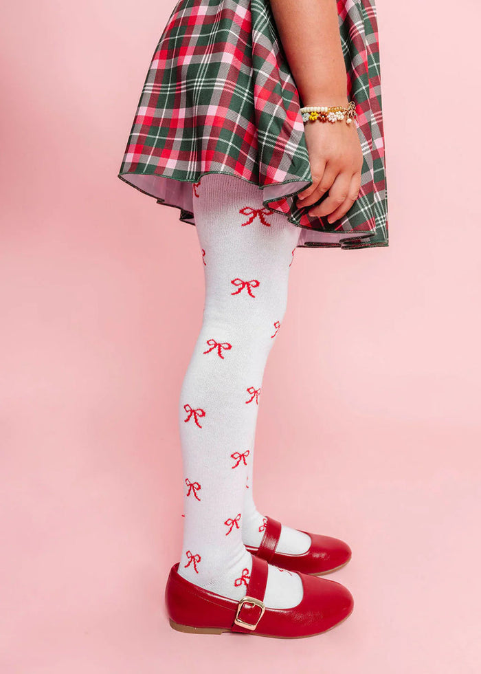 Red Bow Knit Tights