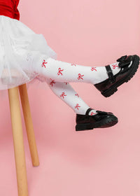 Red Bow Knit Tights