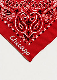 Chicago Stitch Embroidered Bandana - Red