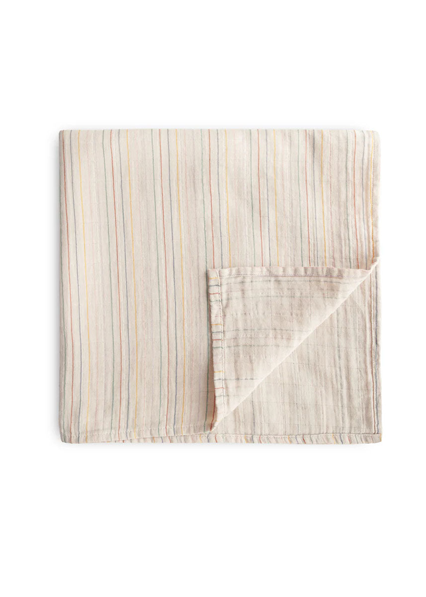 Organic Cotton Muslin Swaddle Blanket - Retro Stripes