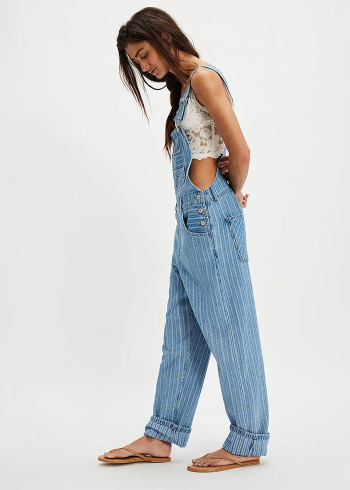 Ziggy Stripe Denim Overalls - Beachcomber