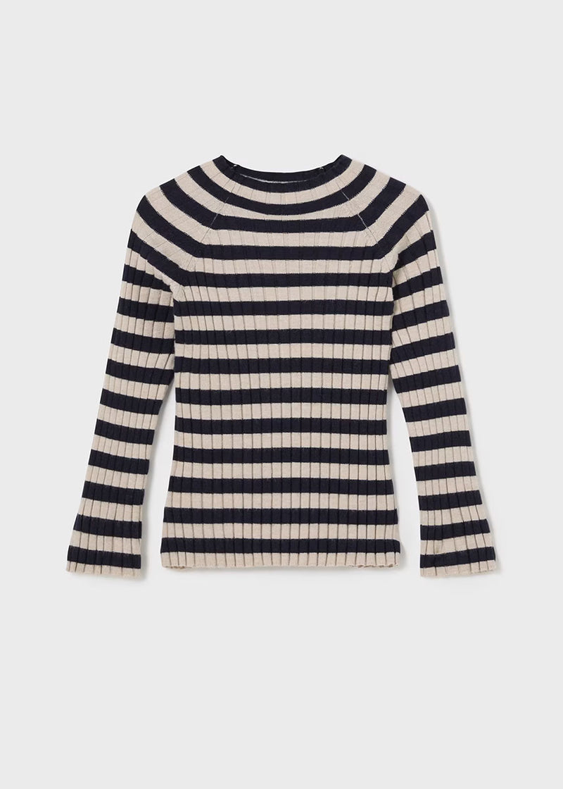 Felicity Ribbed Mock Neck Sweater - Navy