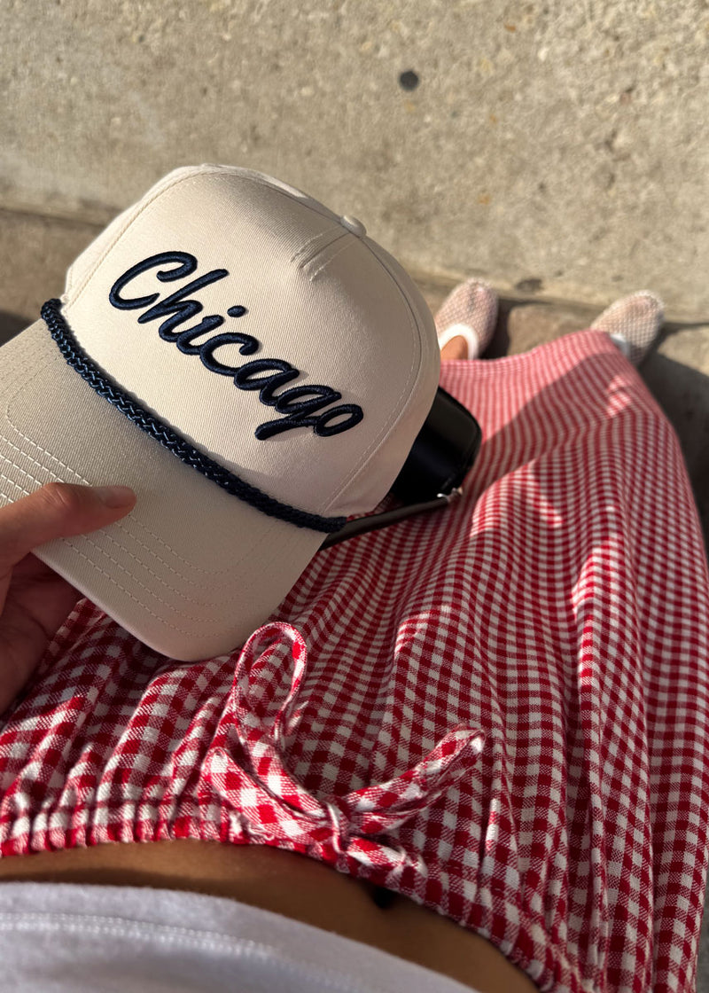 Chicago Script Rope Hat - Ivory & Navy