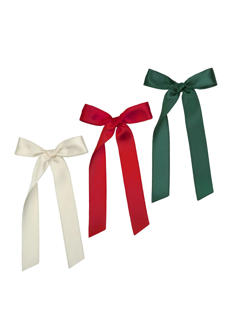 Small Satin Bow Sash Clips (3 Pack) - Ruby