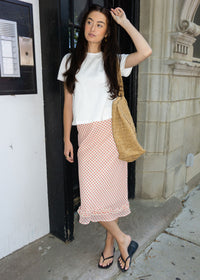 Kayda Midi Ruffle Skirt - Pink & Red