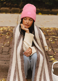 MAD HTR Oversized Blanket Scarf - Espresso & Cream Stripe