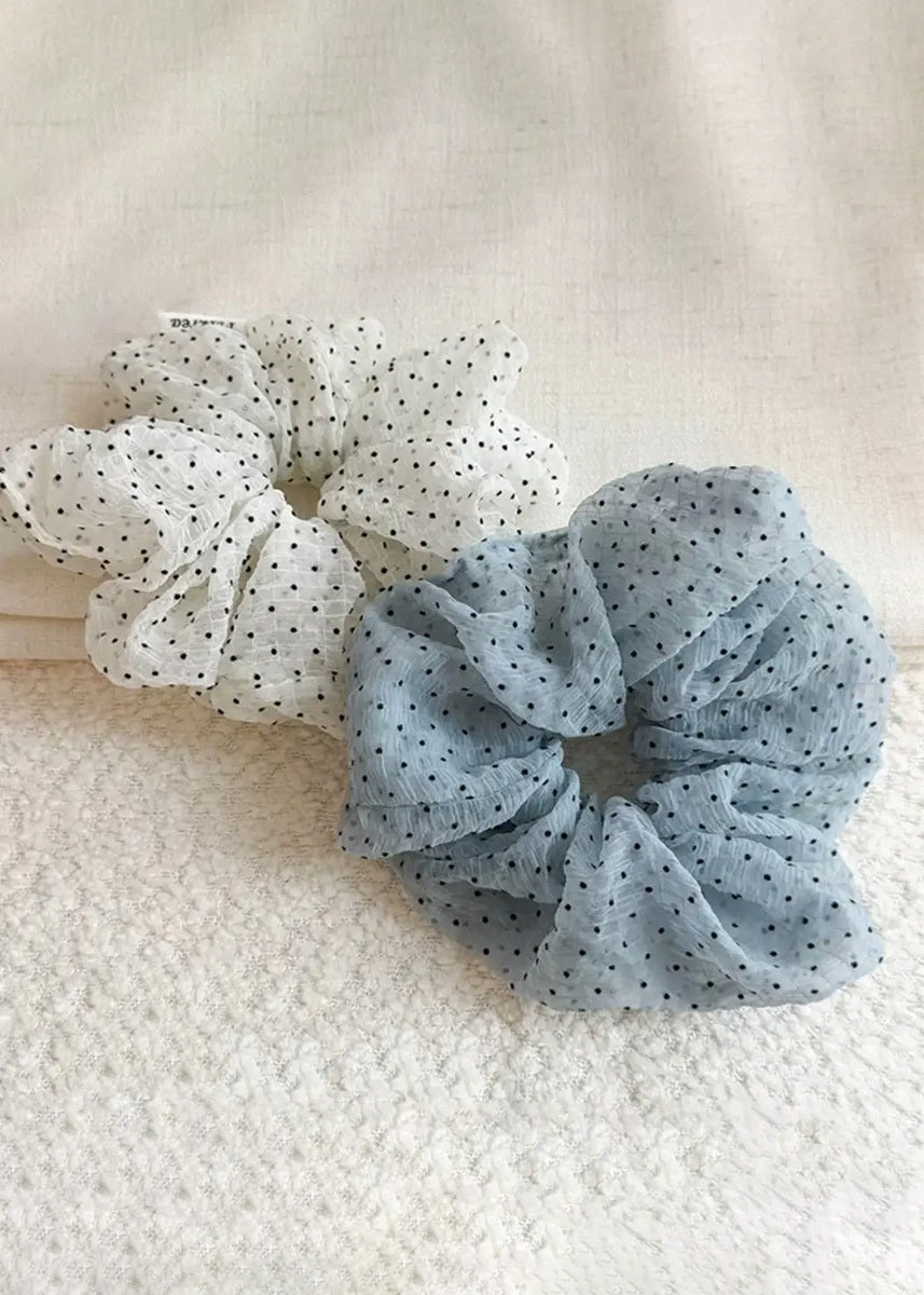 Sweet Mini Polka Dot Scrunchie - White