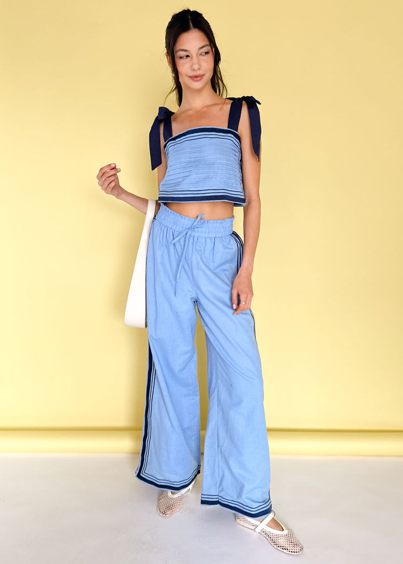 Sail Linen Crop Top & Pant Set - Periwinkle