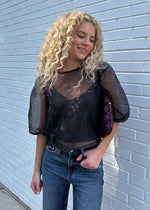 Harley Sheer Puff Top - Black