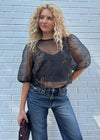 Harley Sheer Puff Top - Black