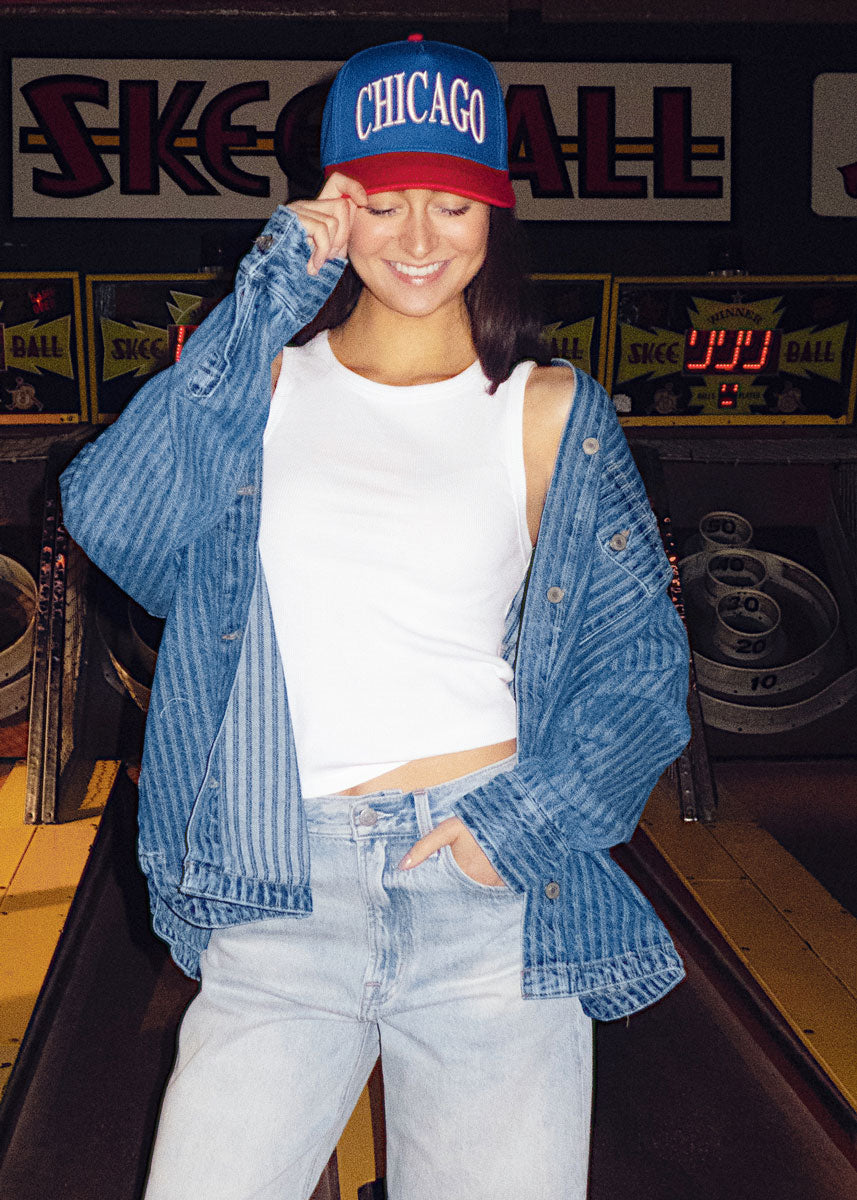 Chicago Puff Baseball Cap - Blue & Red