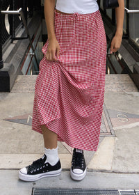 Brenna Tie-Waist Skirt - Red Multi