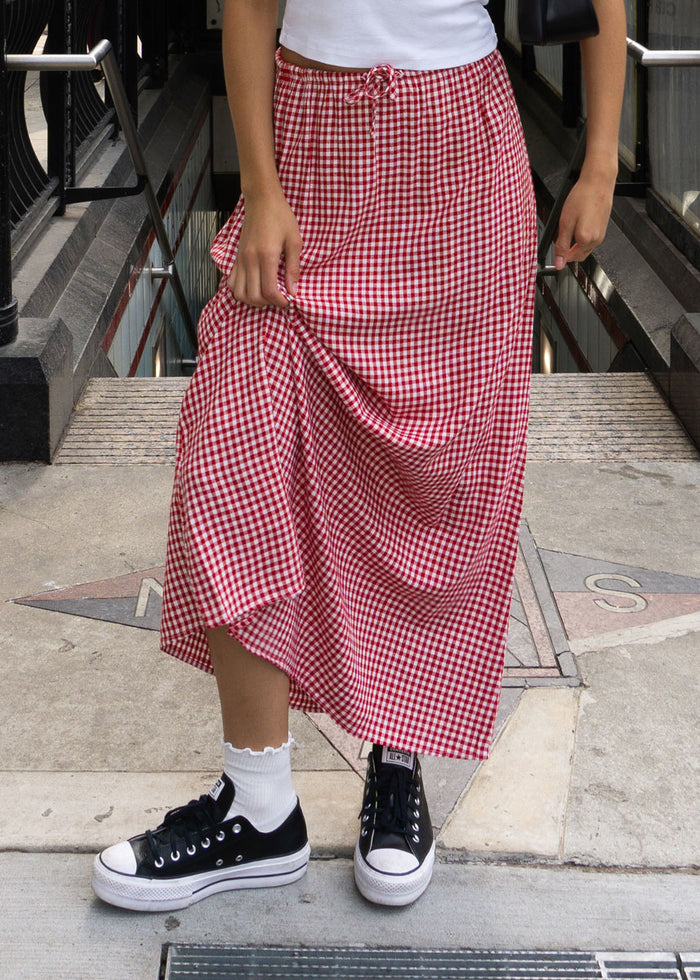 Brenna Tie-Waist Skirt - Red Multi